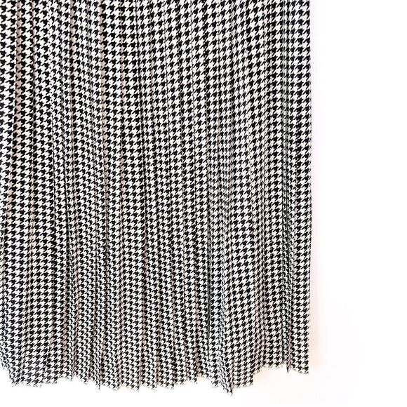 J. Crew Factory White Black Houndstooth Print Pleated Midi Skirt 12P - Picture 6 of 10